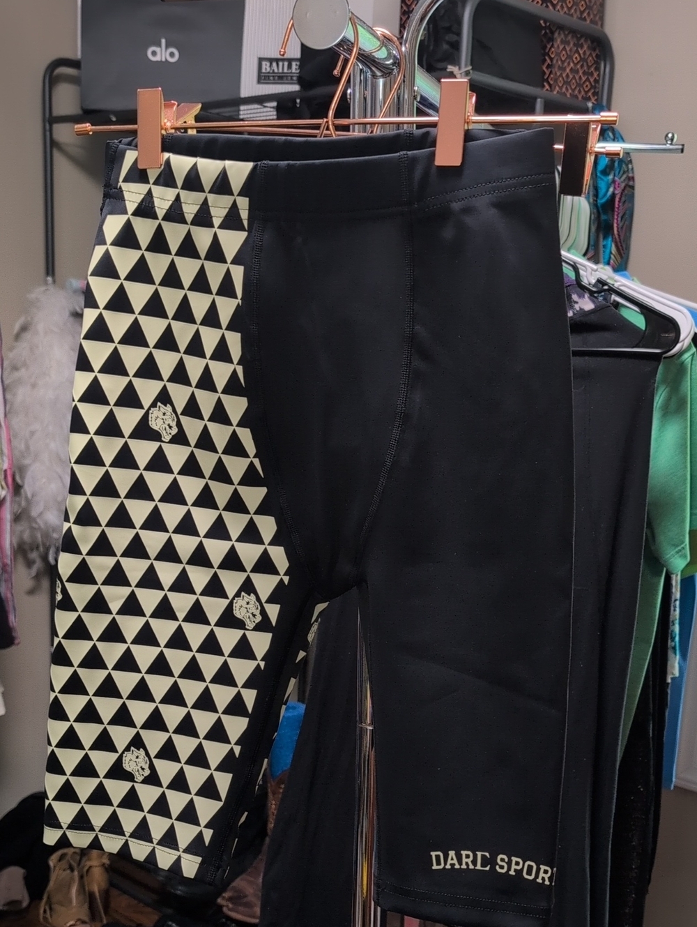 Darc sport Black Men’s Biker Style Shorts with Geometric Panel